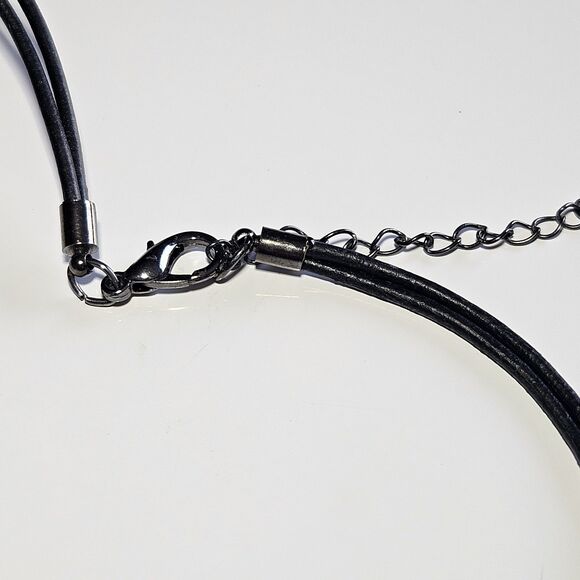 Black And White Themed Semiprecious Beaded Necklace Cord Chain 19-22" - Picture 9 of 15